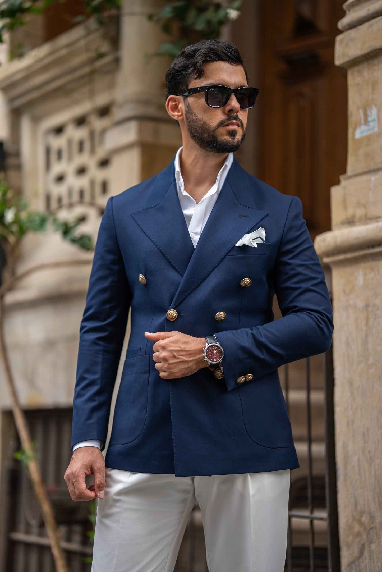 Blue Golden Bottom Double Breasted Jacket