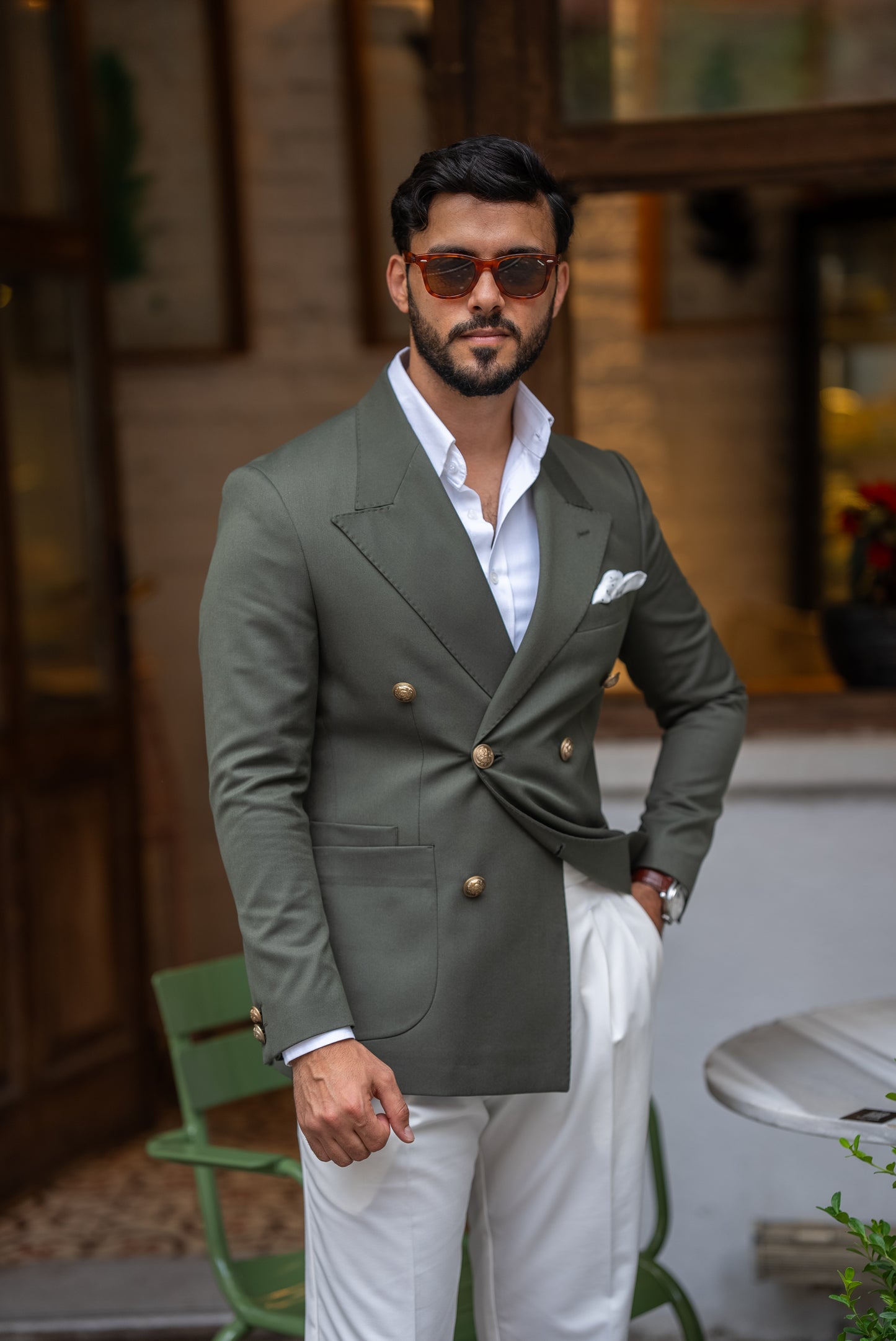 Green Golden Bottom Double Breasted Jacket