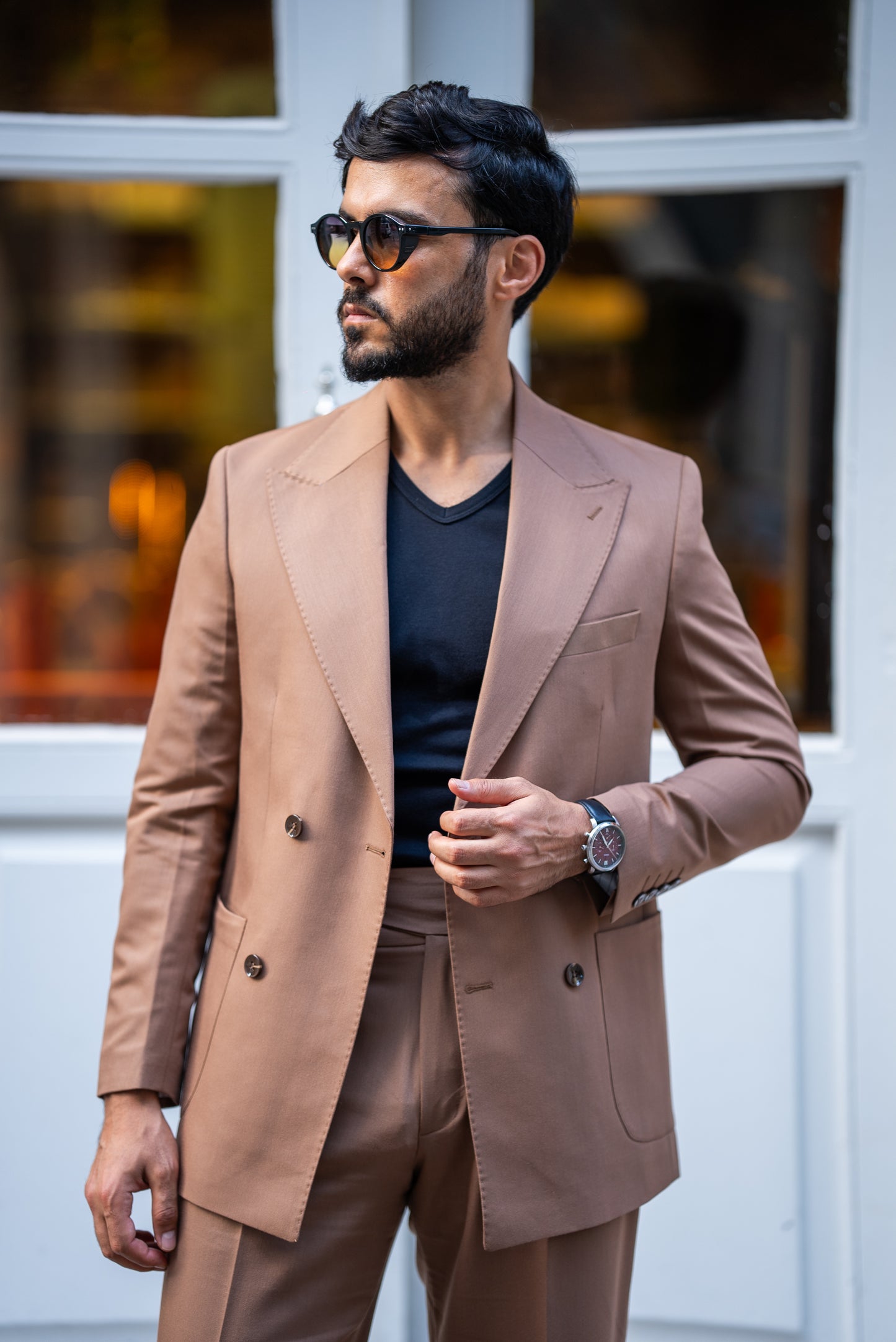 Brown Double Breasted Suit