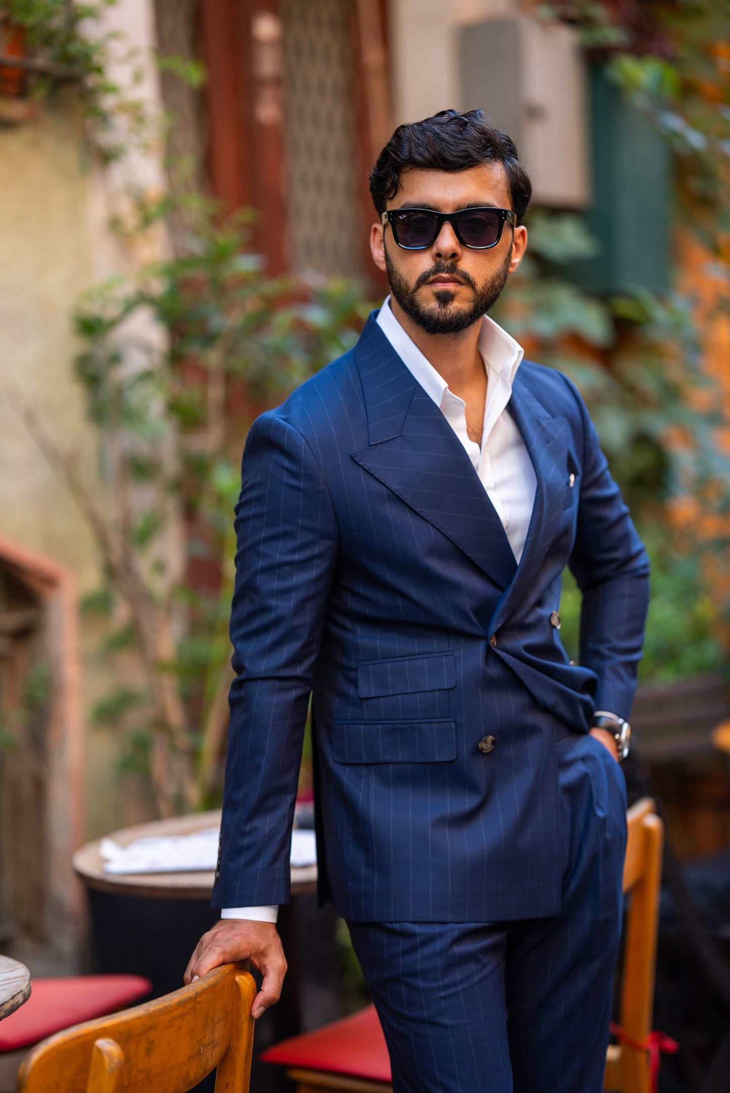 Blue Stripe Double Breasted Suit