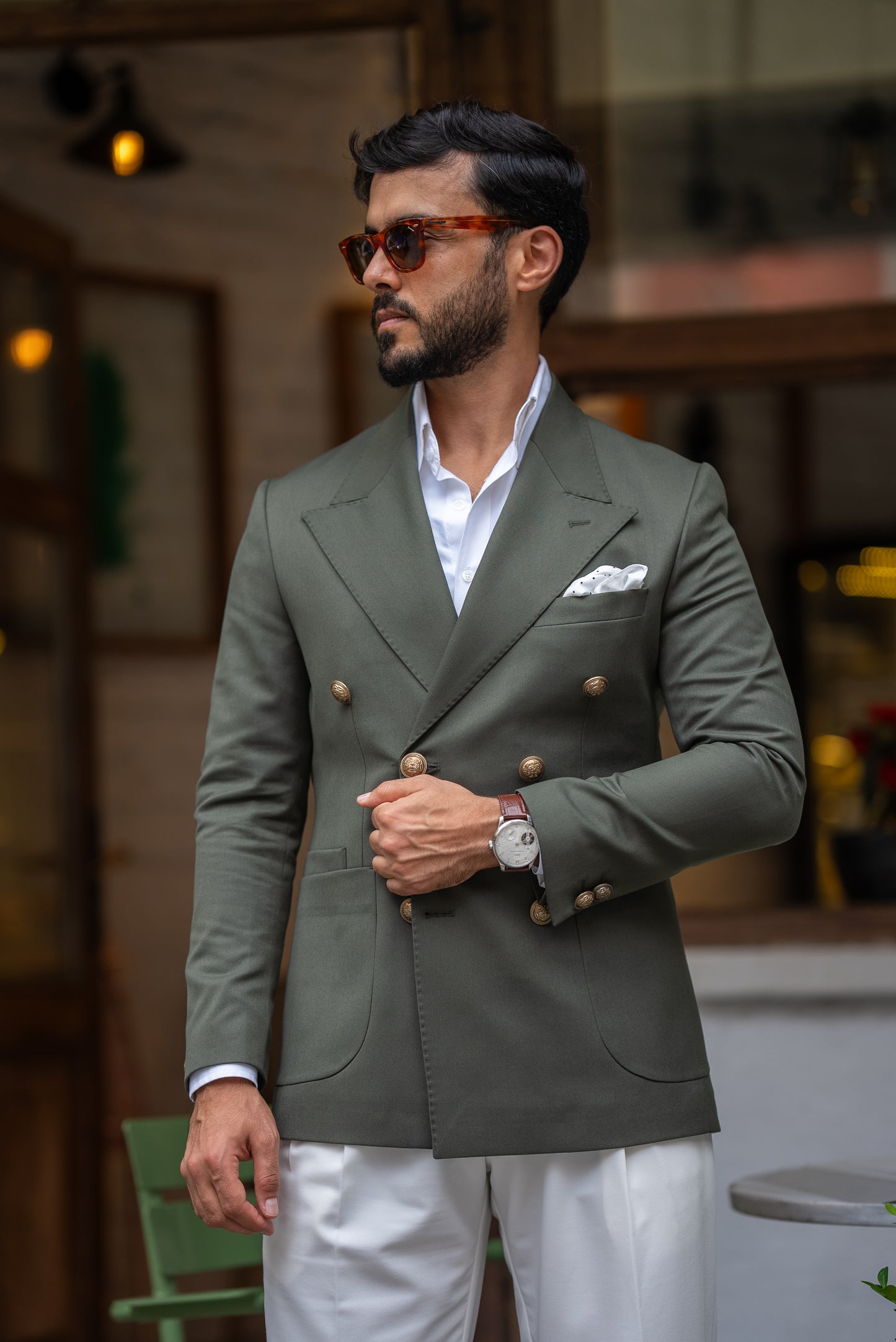 Green Golden Bottom Double Breasted Jacket