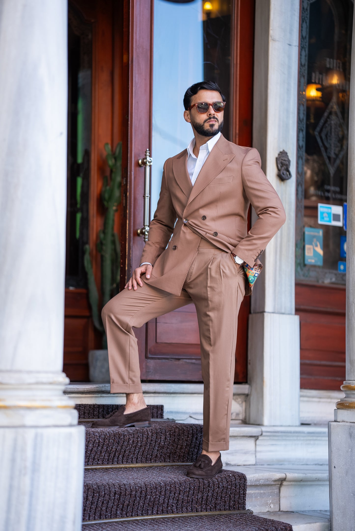 Brown Double Breasted Suit