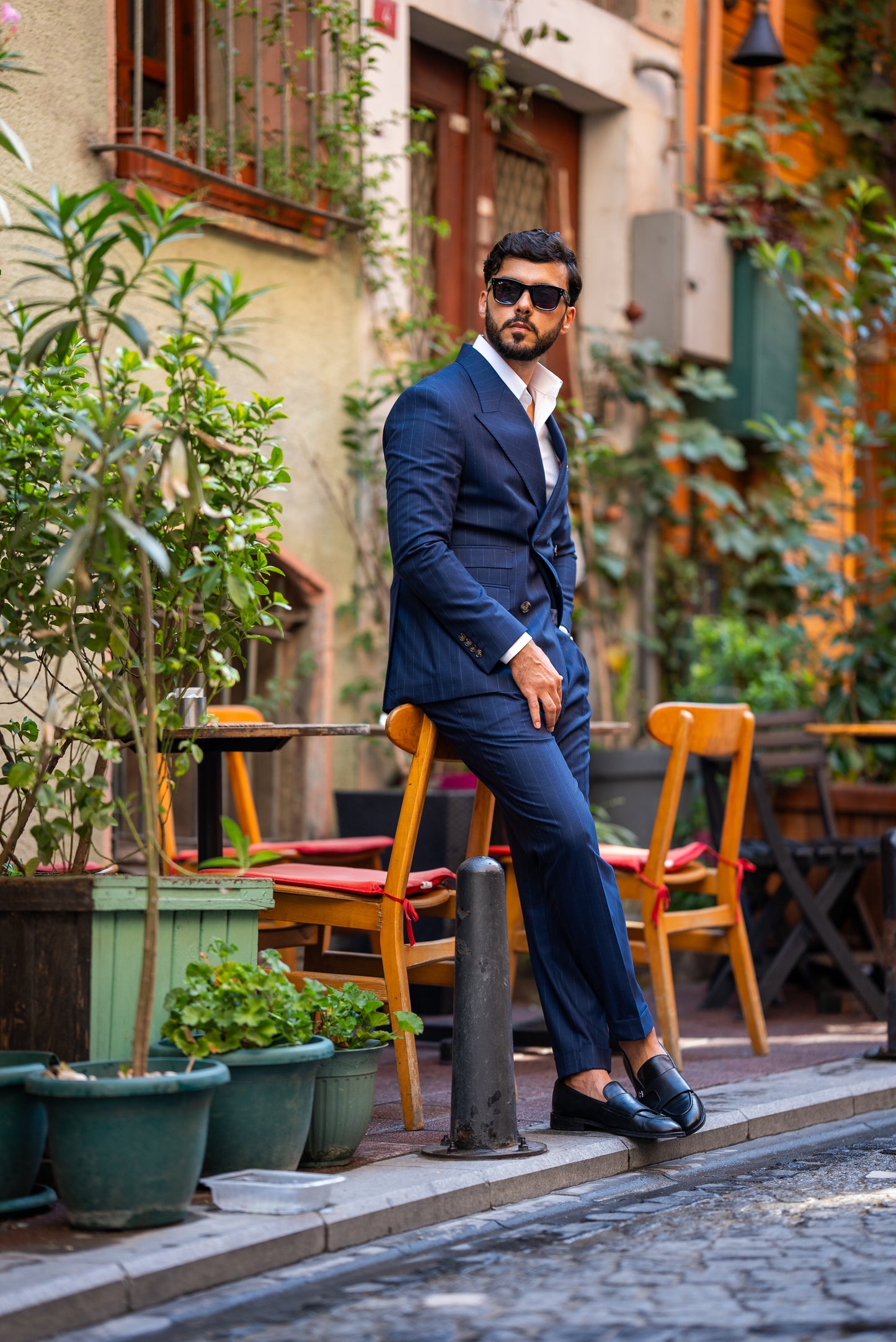Blue Stripe Double Breasted Suit