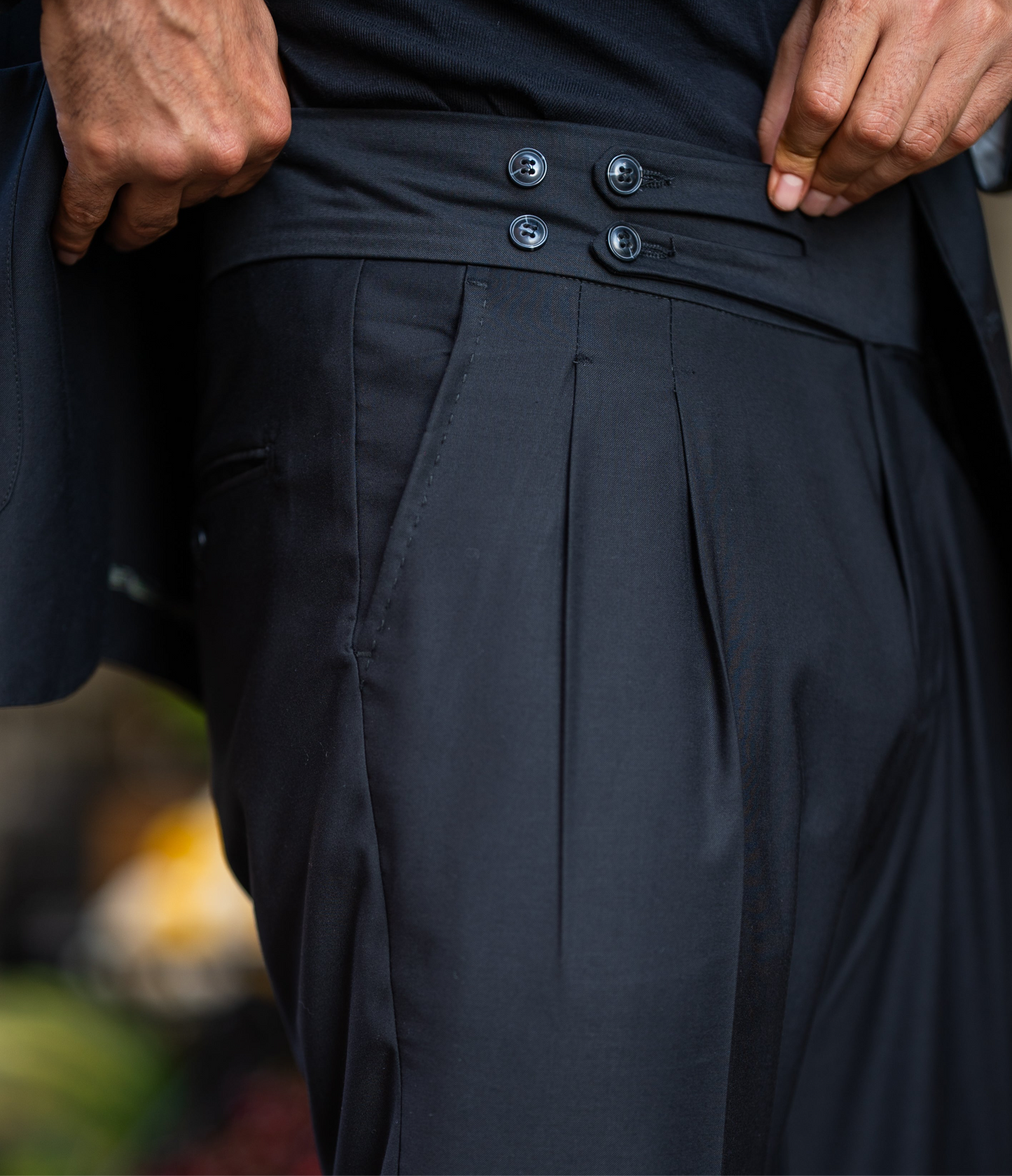 Black Two button Gurkha Trouser