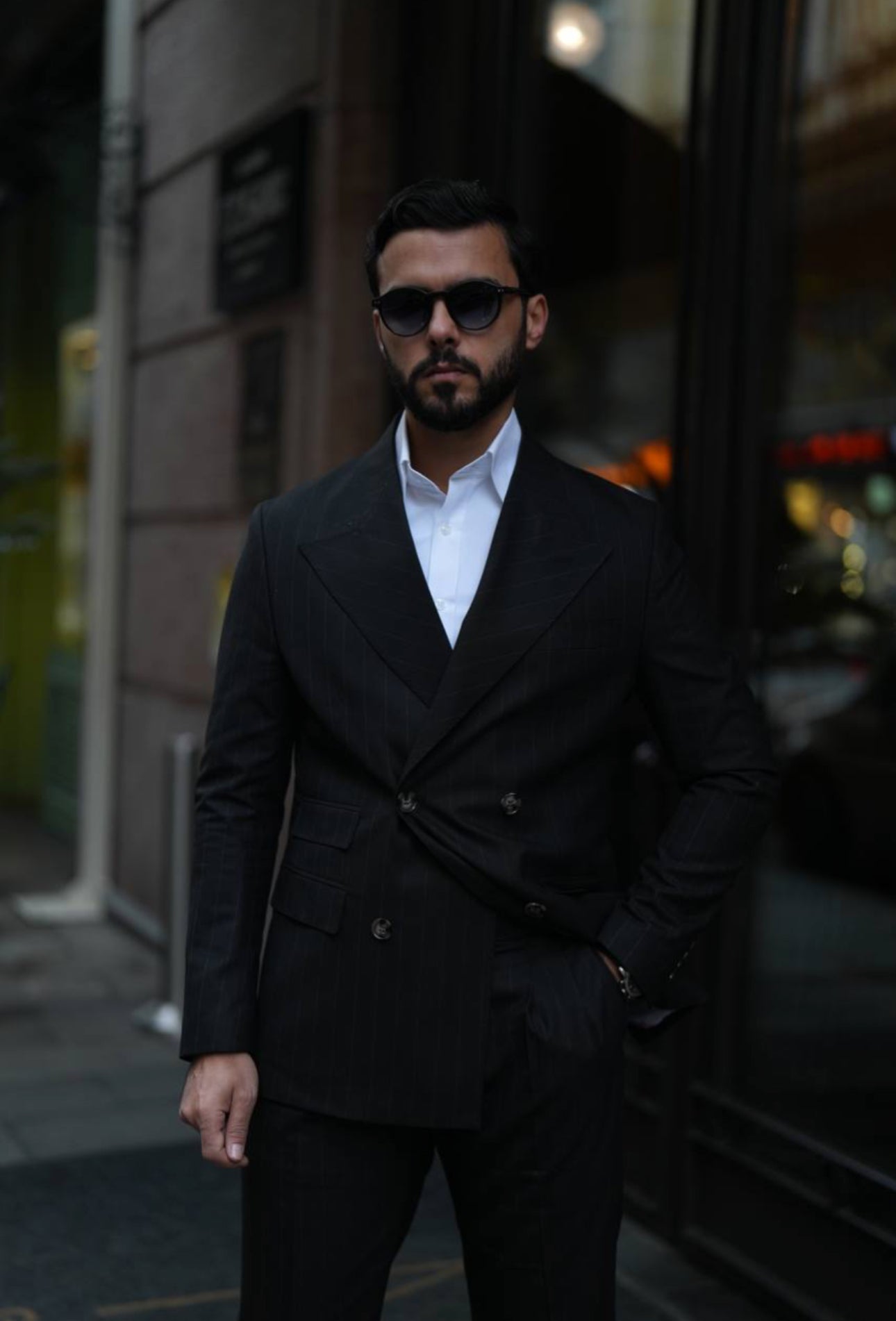 Black Stripe Double Breasted Suit