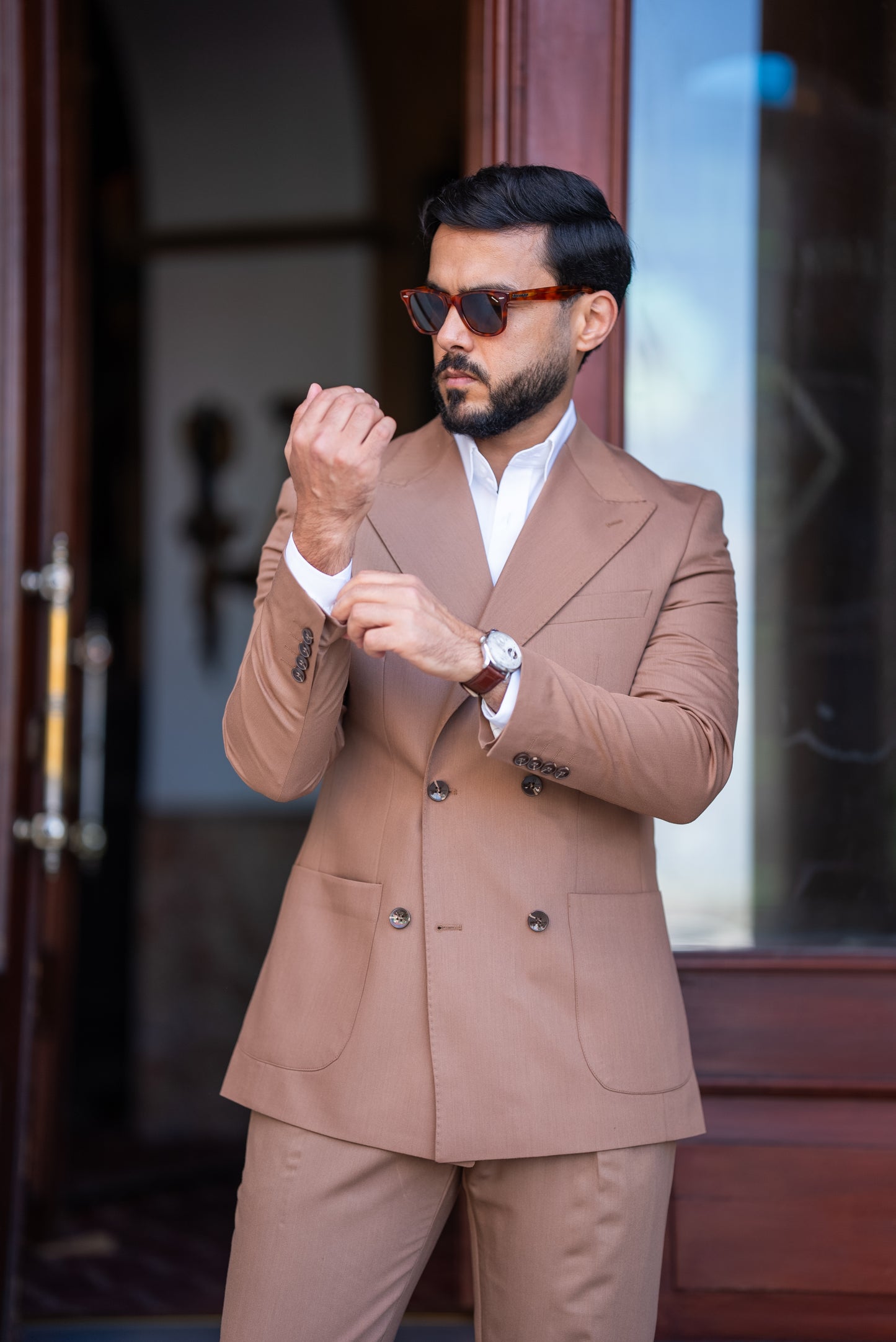 Brown Double Breasted Suit