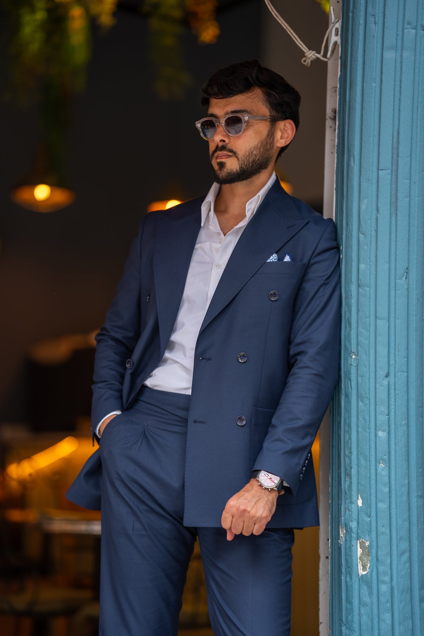 Dark blue double breasted suit
