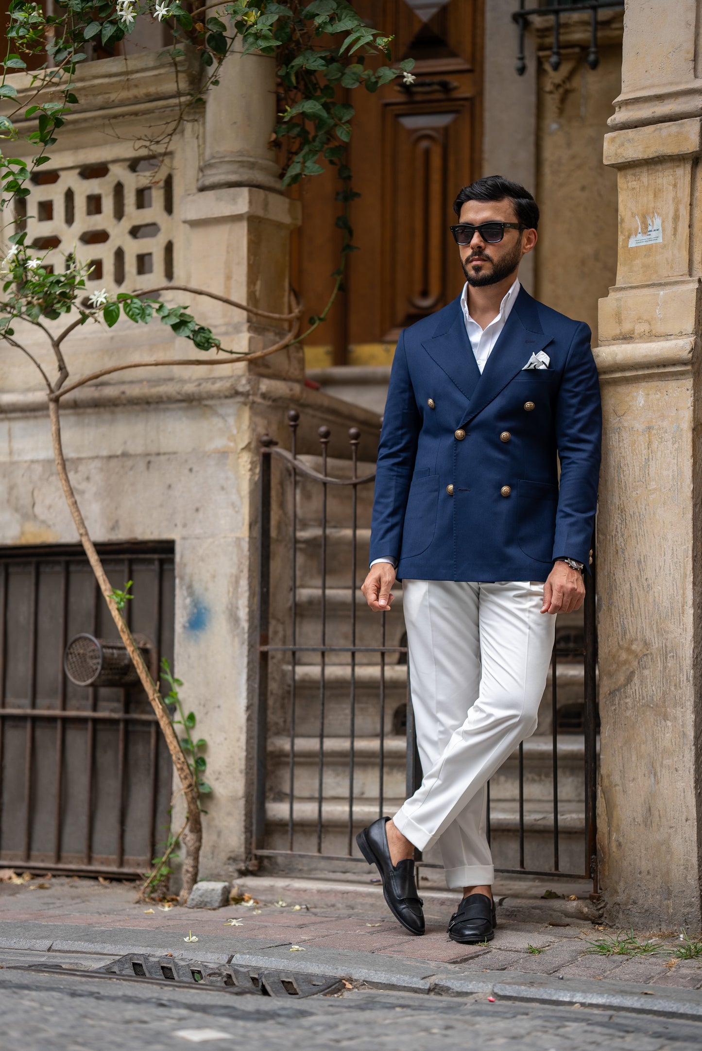 Blue Golden Bottom Double Breasted Jacket