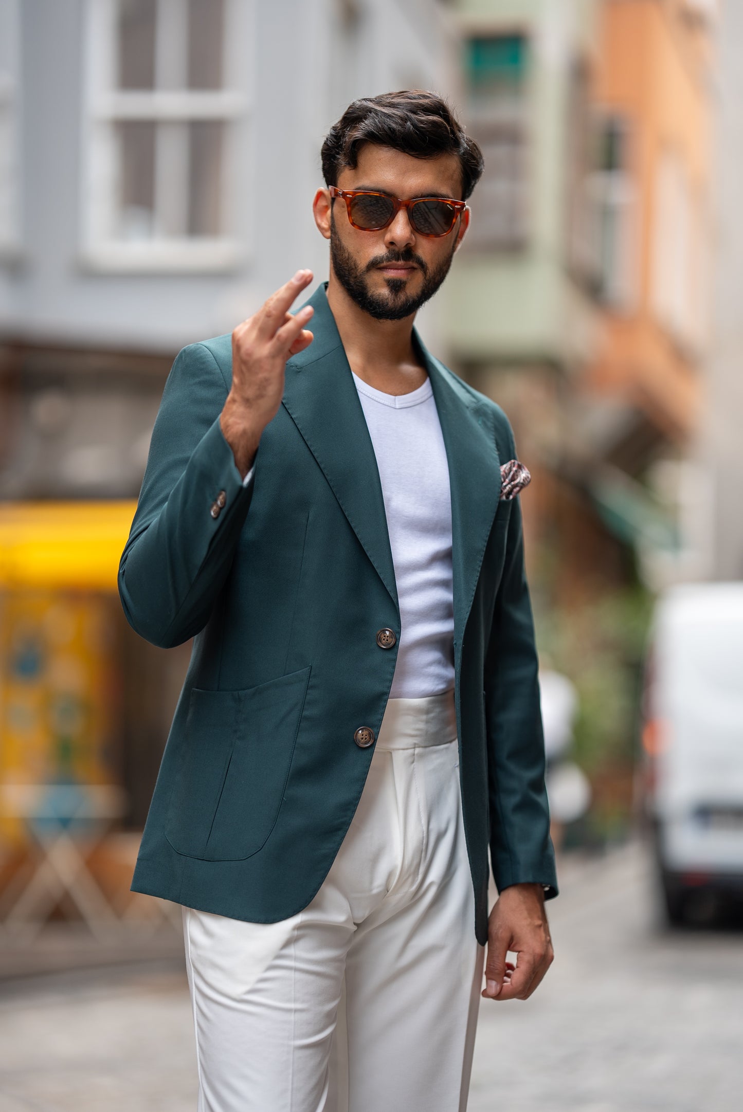 Dark Green Single Breasted Jacket