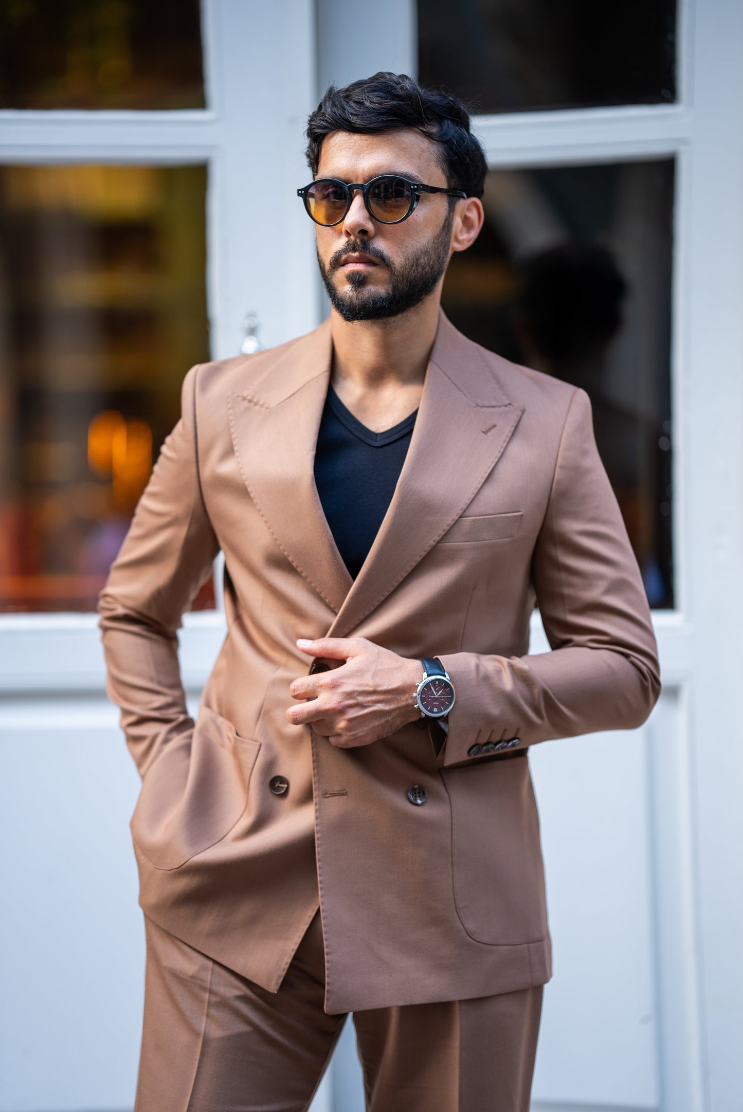 Brown Double Breasted Suit