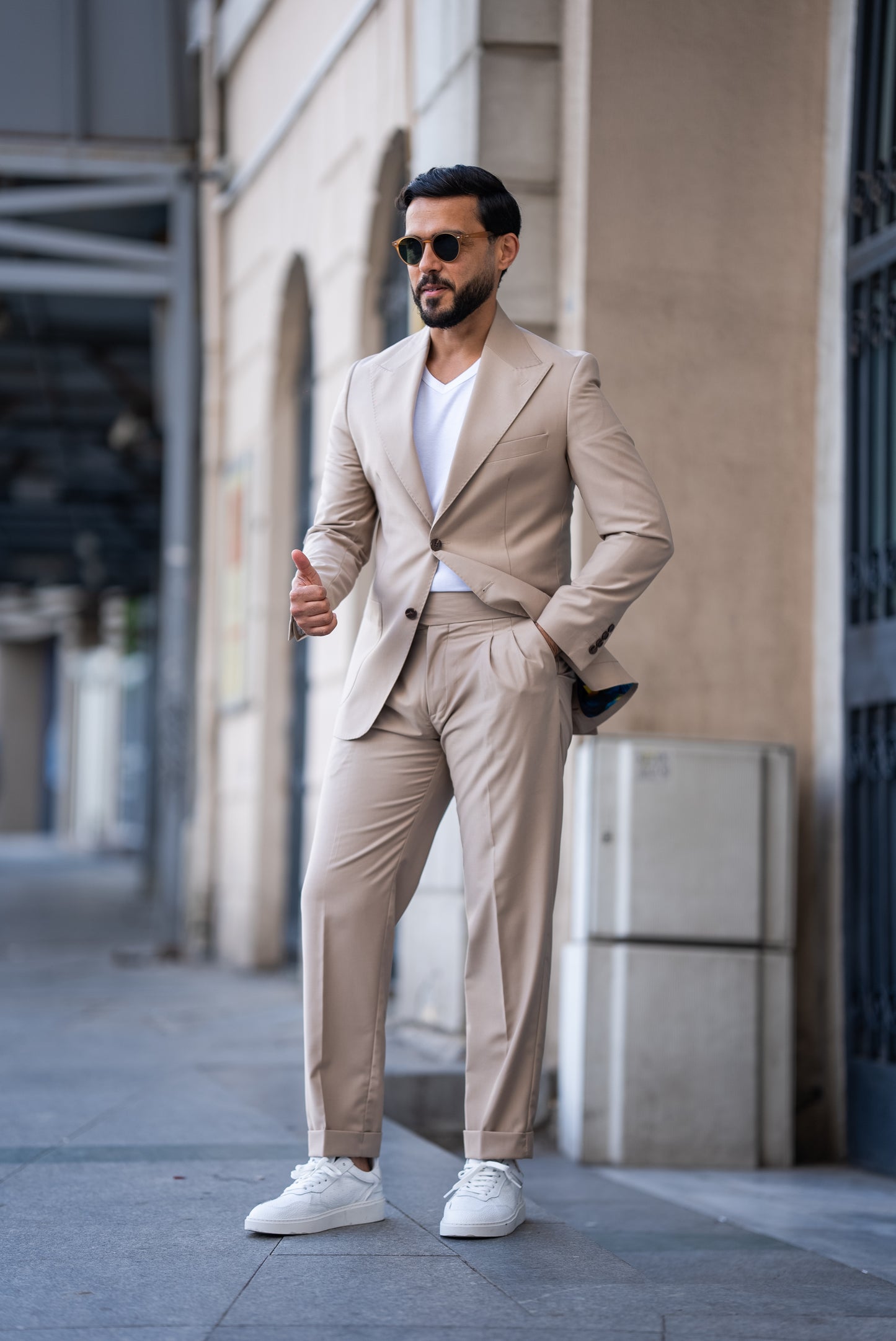 Beige Single breasted Suit
