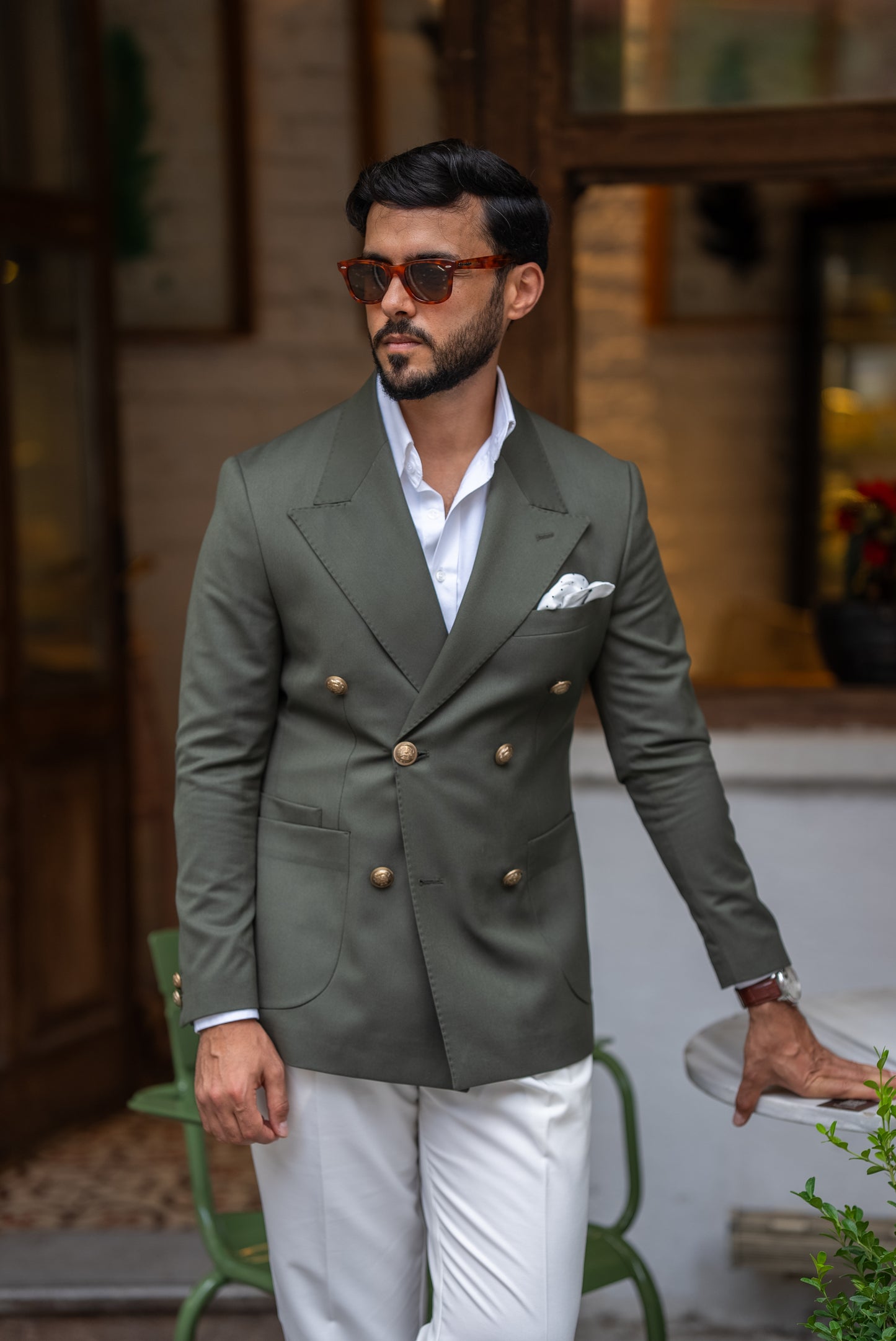 Green Golden Bottom Double Breasted Jacket