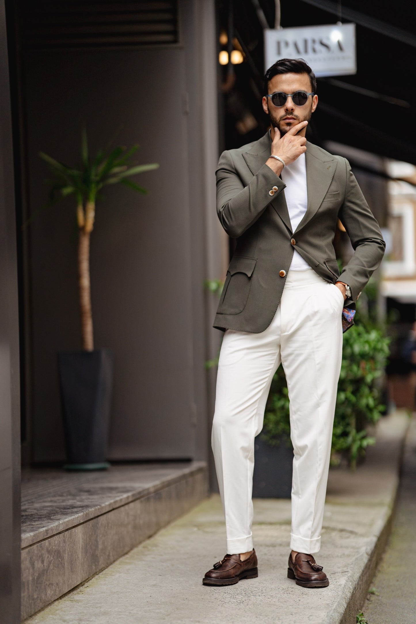 Green & Cream Two Tone Suit
