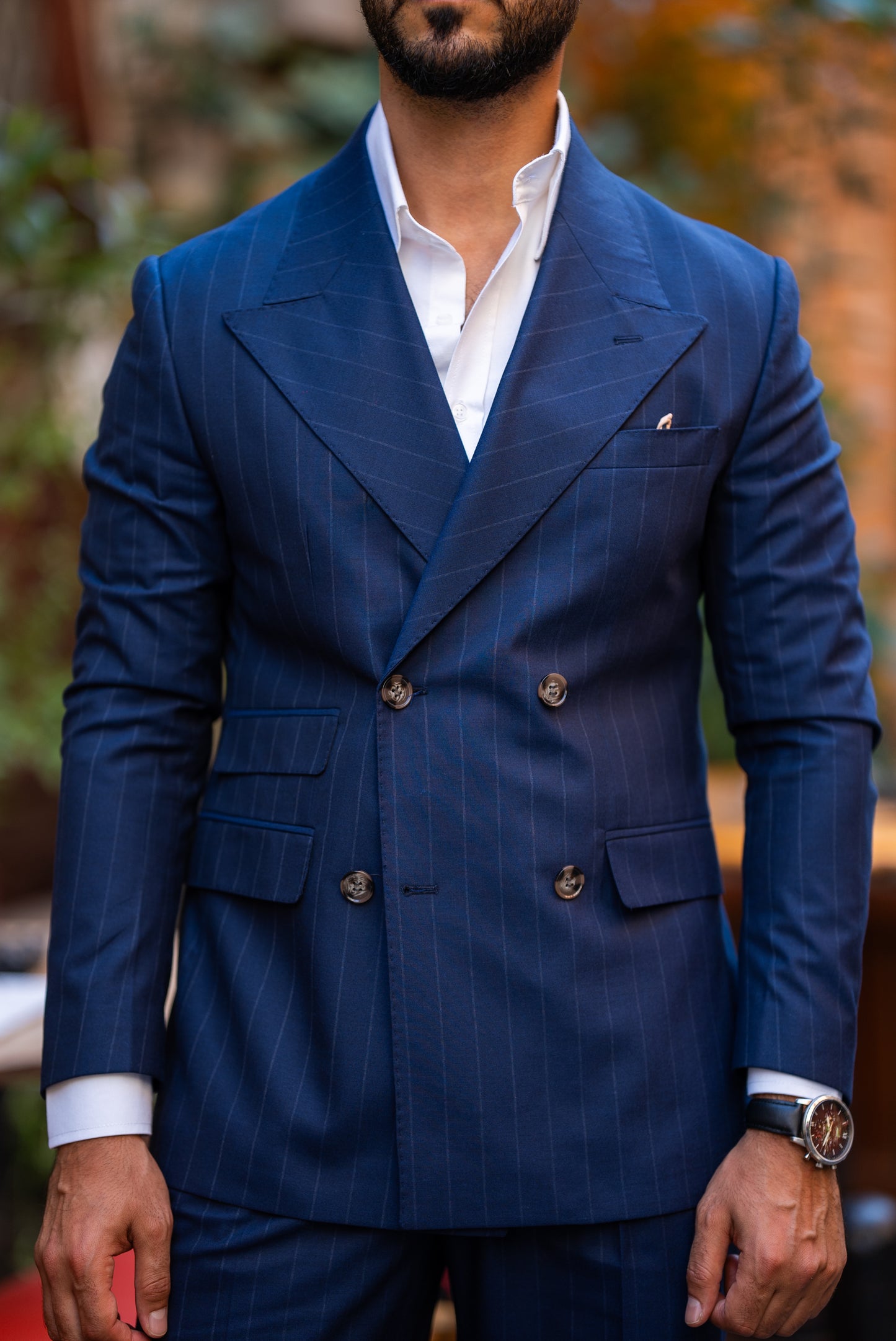 Blue Stripe Double Breasted Suit