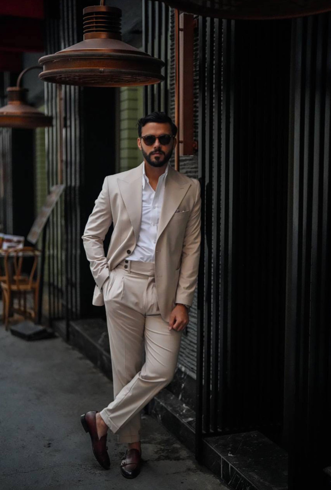 Beige Single breasted Suit