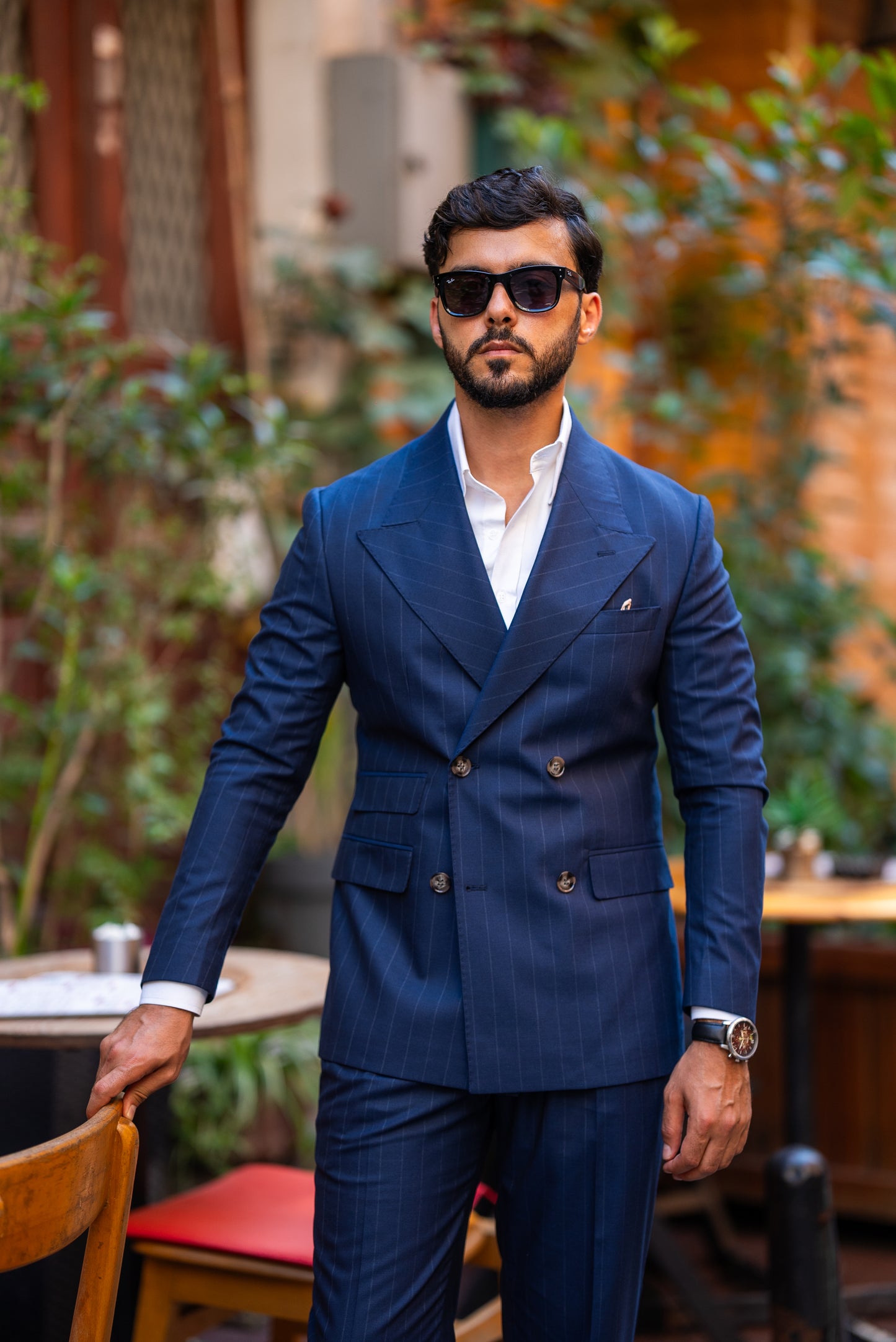 Blue Stripe Double Breasted Suit