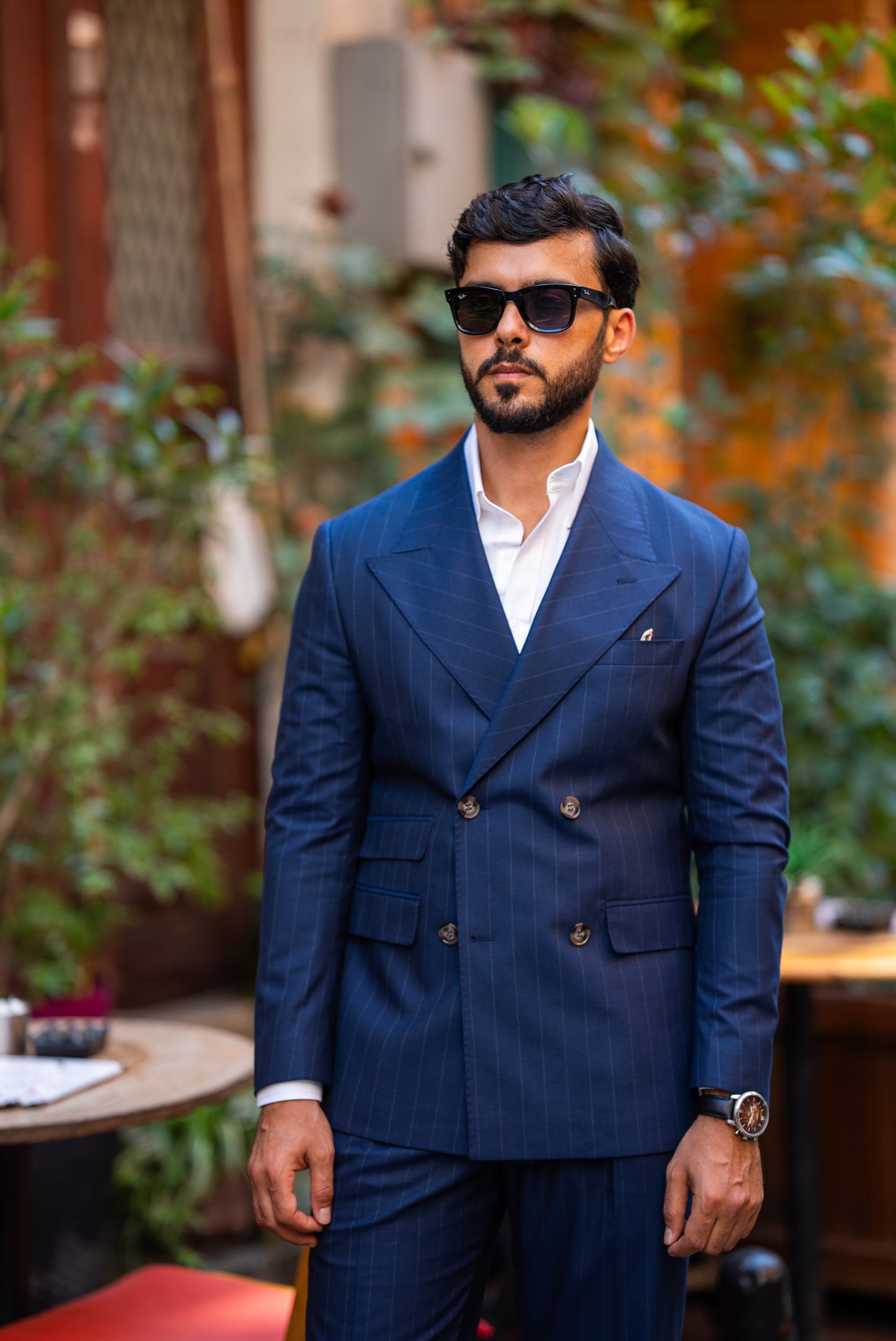 Blue Stripe Double Breasted Suit