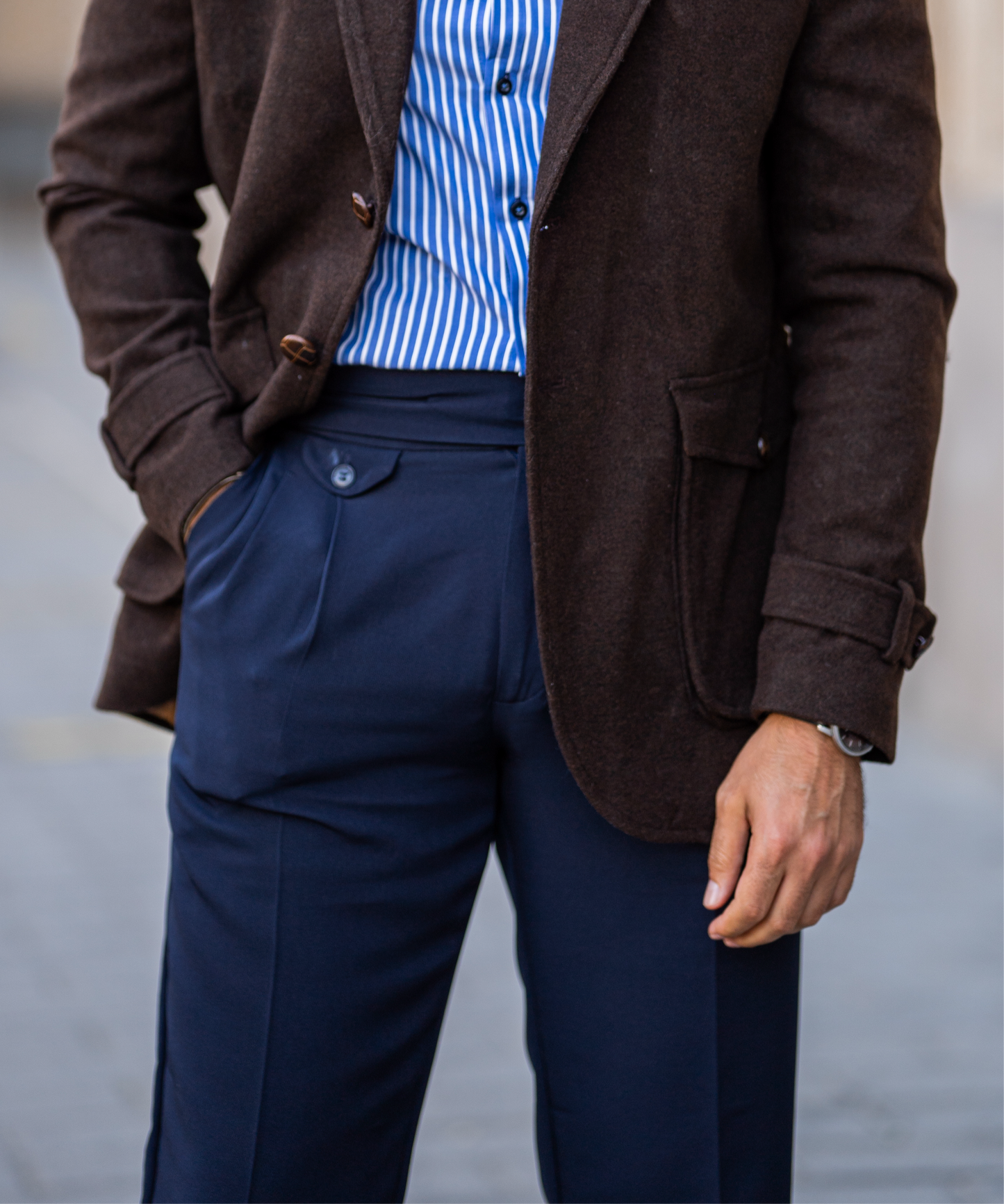 Dark Blue Two button Gurkha Trouser