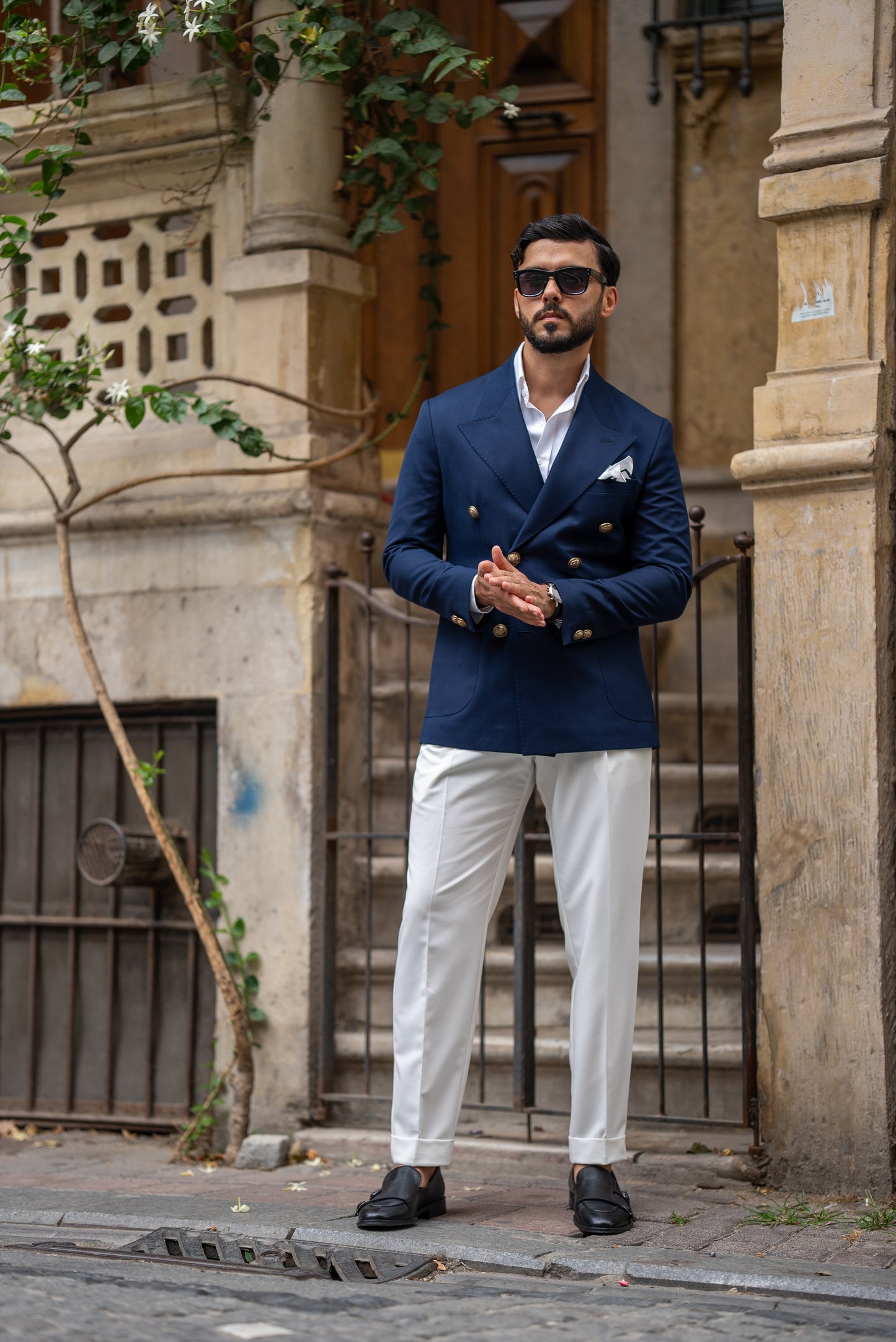 Blue Golden Bottom Double Breasted Jacket