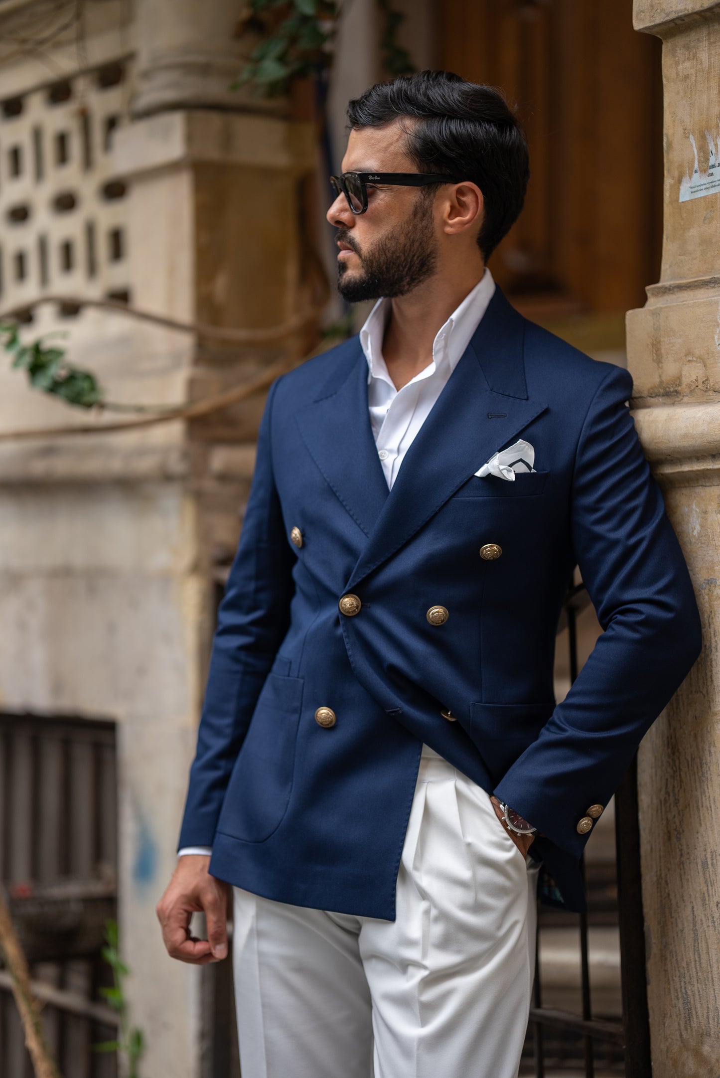Blue Golden Bottom Double Breasted Jacket