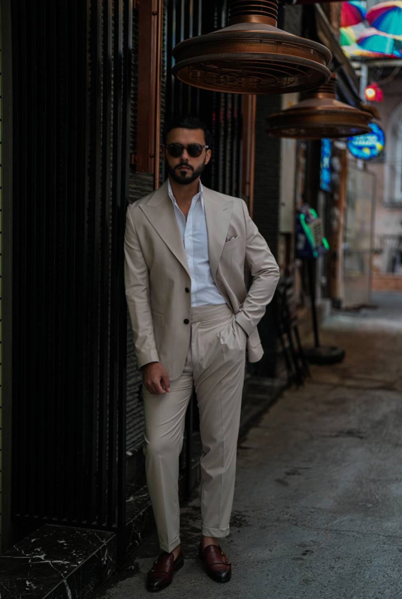 Beige Single breasted Suit
