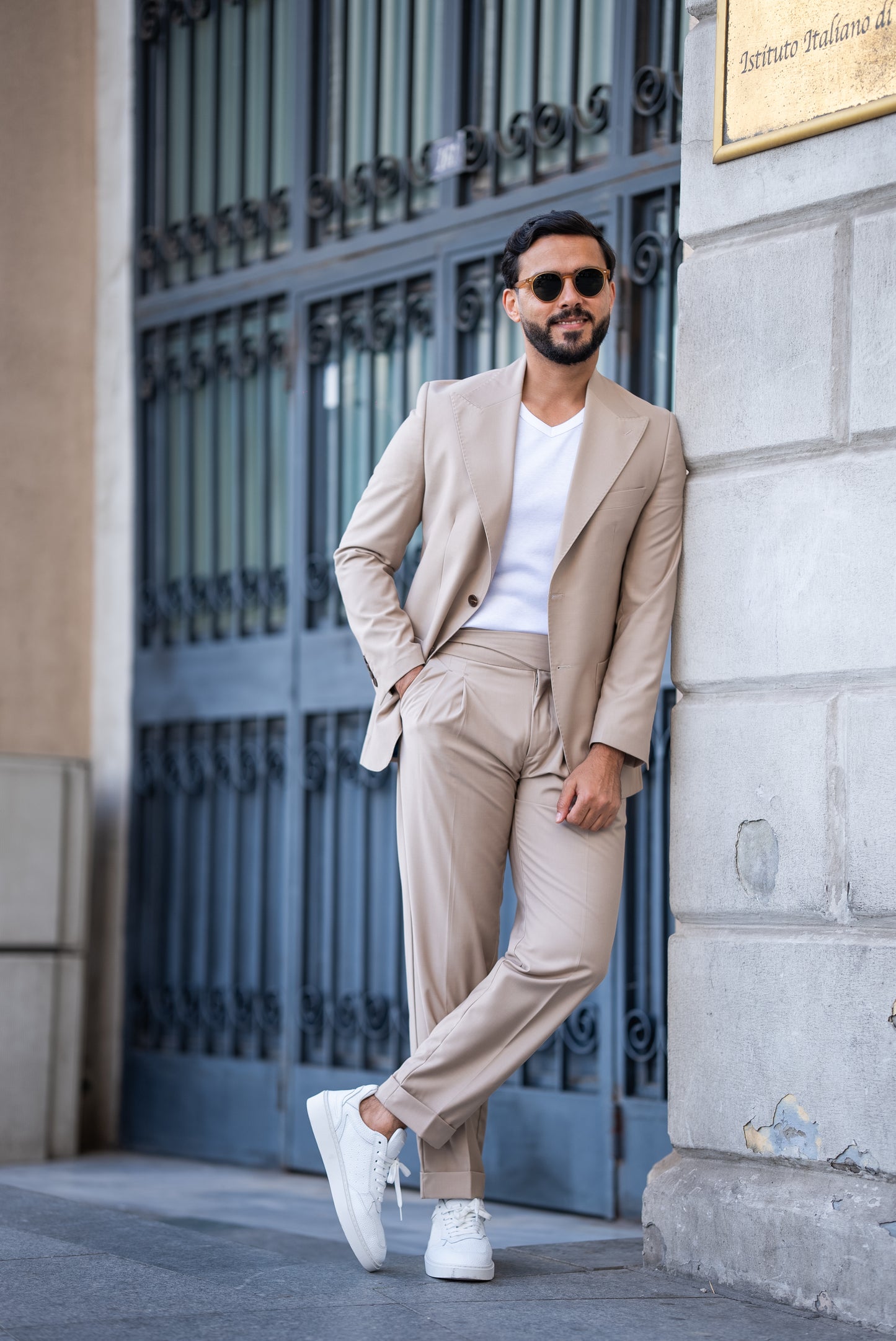 Beige Single breasted Suit