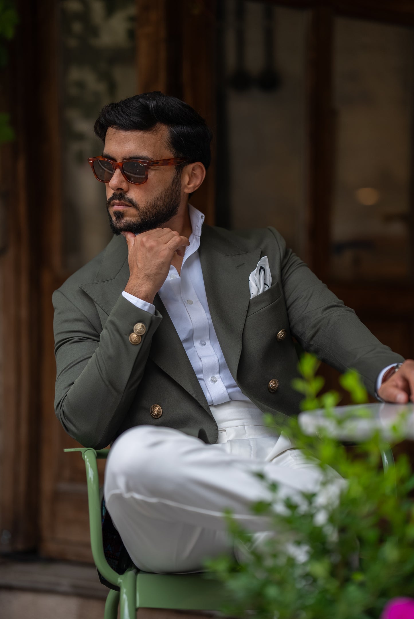 Green Golden Bottom Double Breasted Jacket