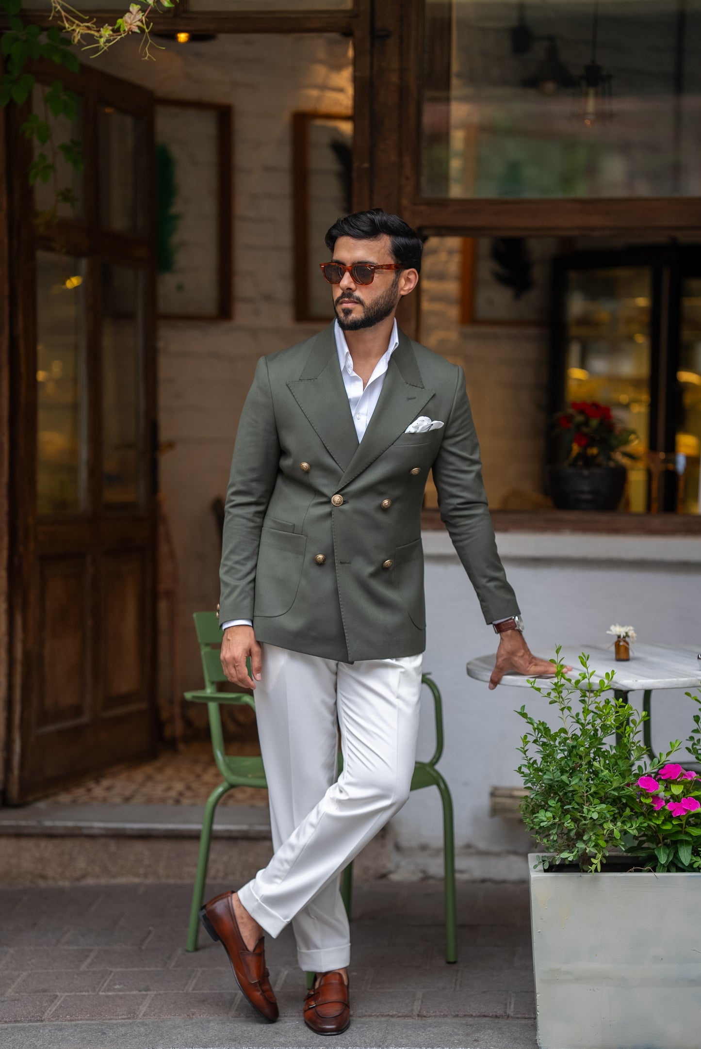 Green Golden Bottom Double Breasted Jacket