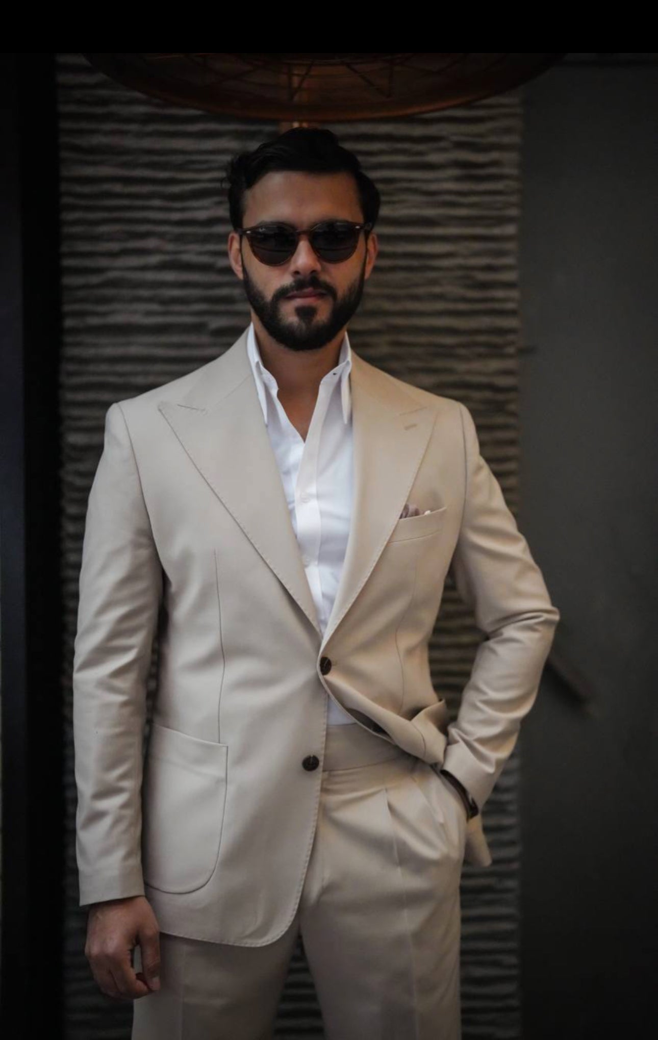 Beige Single breasted Suit