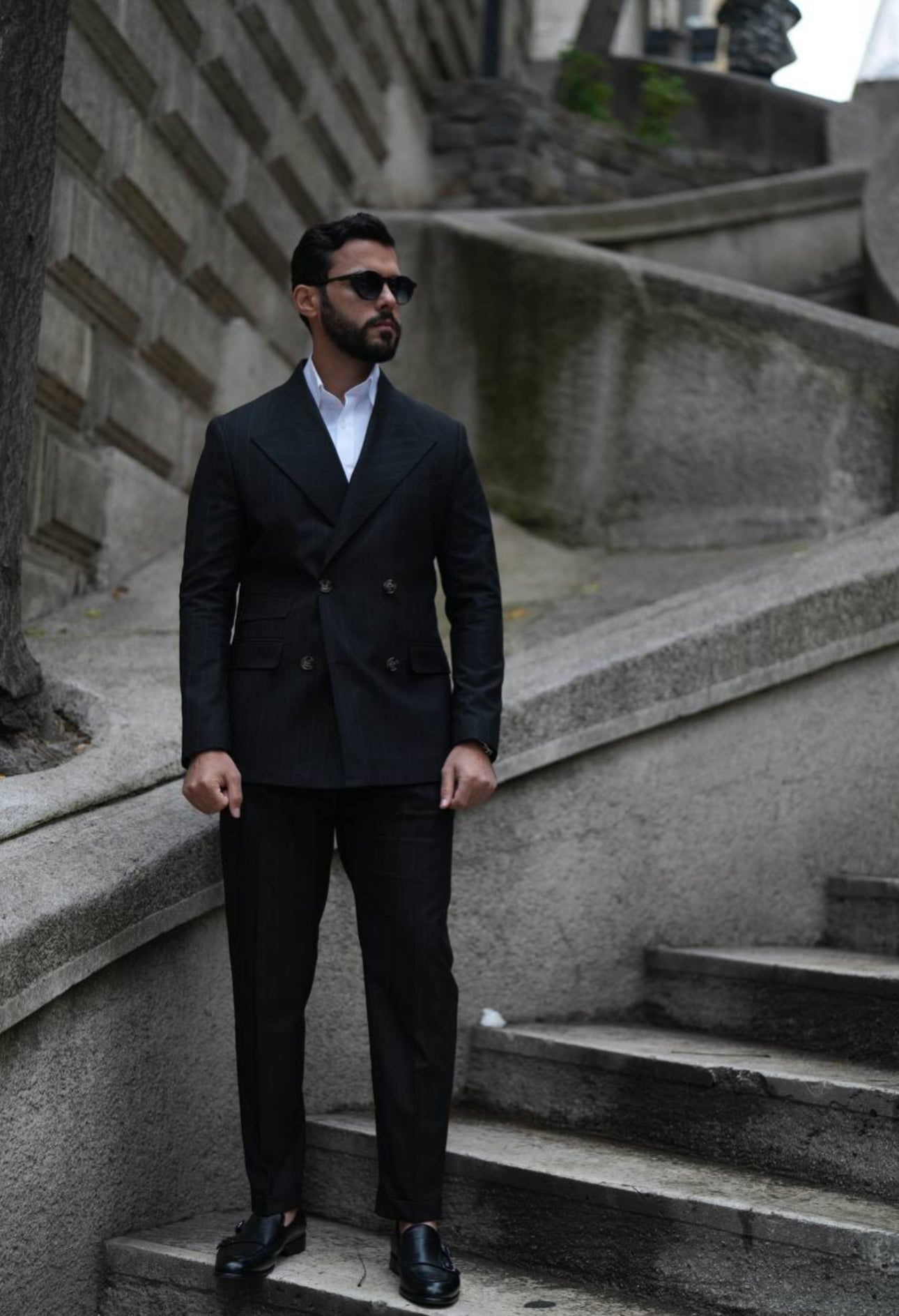 Black Stripe Double Breasted Suit