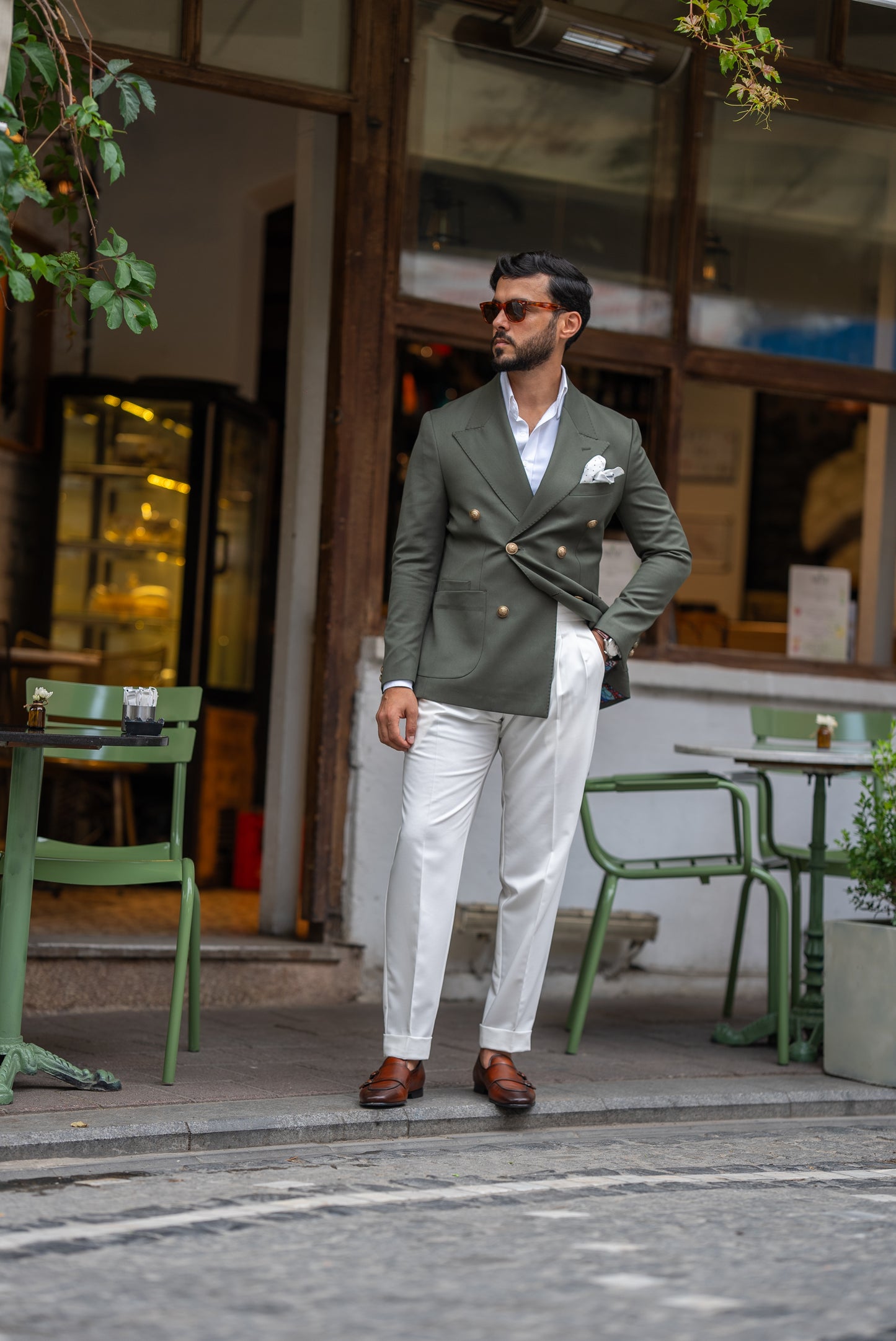 Green Golden Bottom Double Breasted Jacket