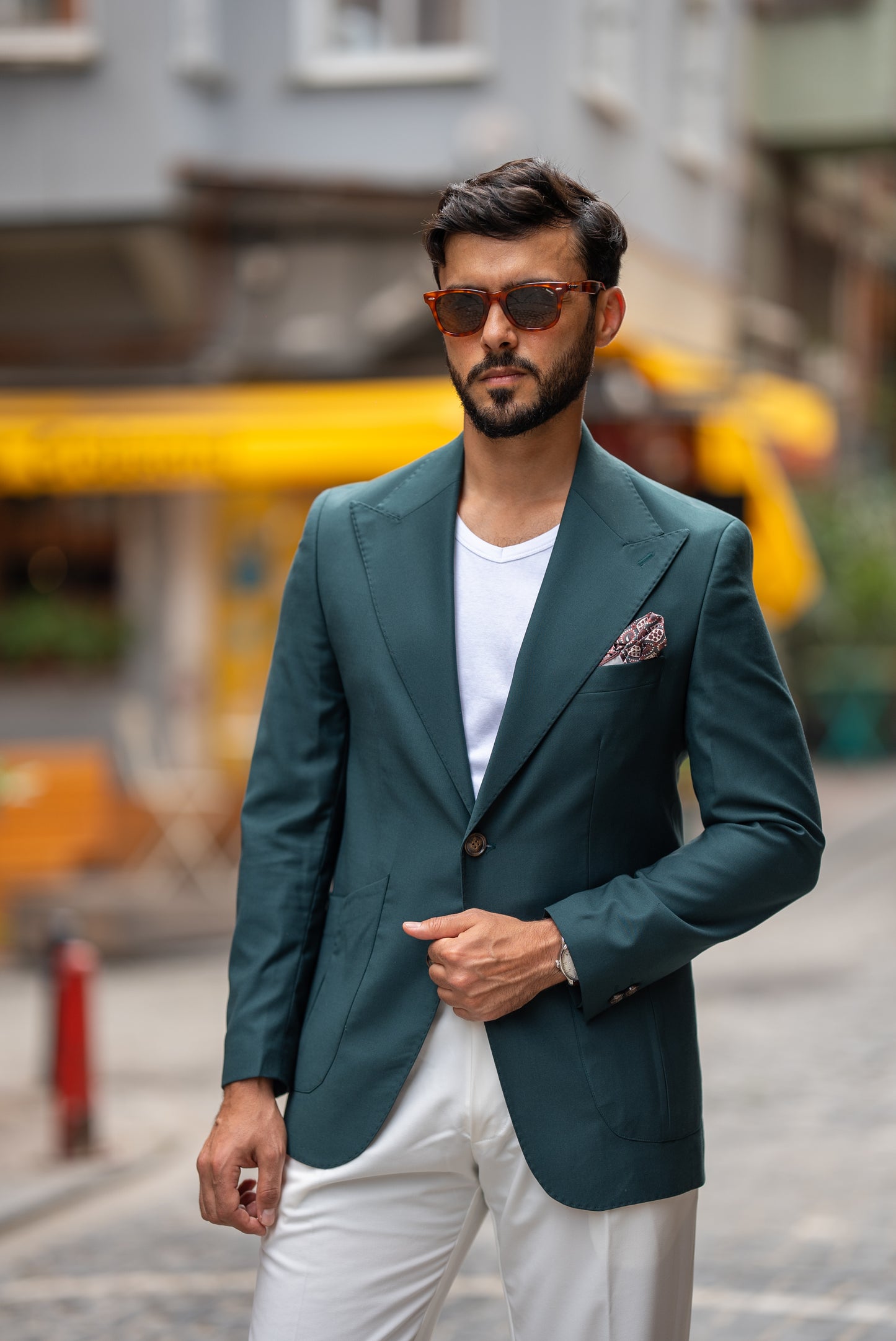 Dark Green Single Breasted Jacket