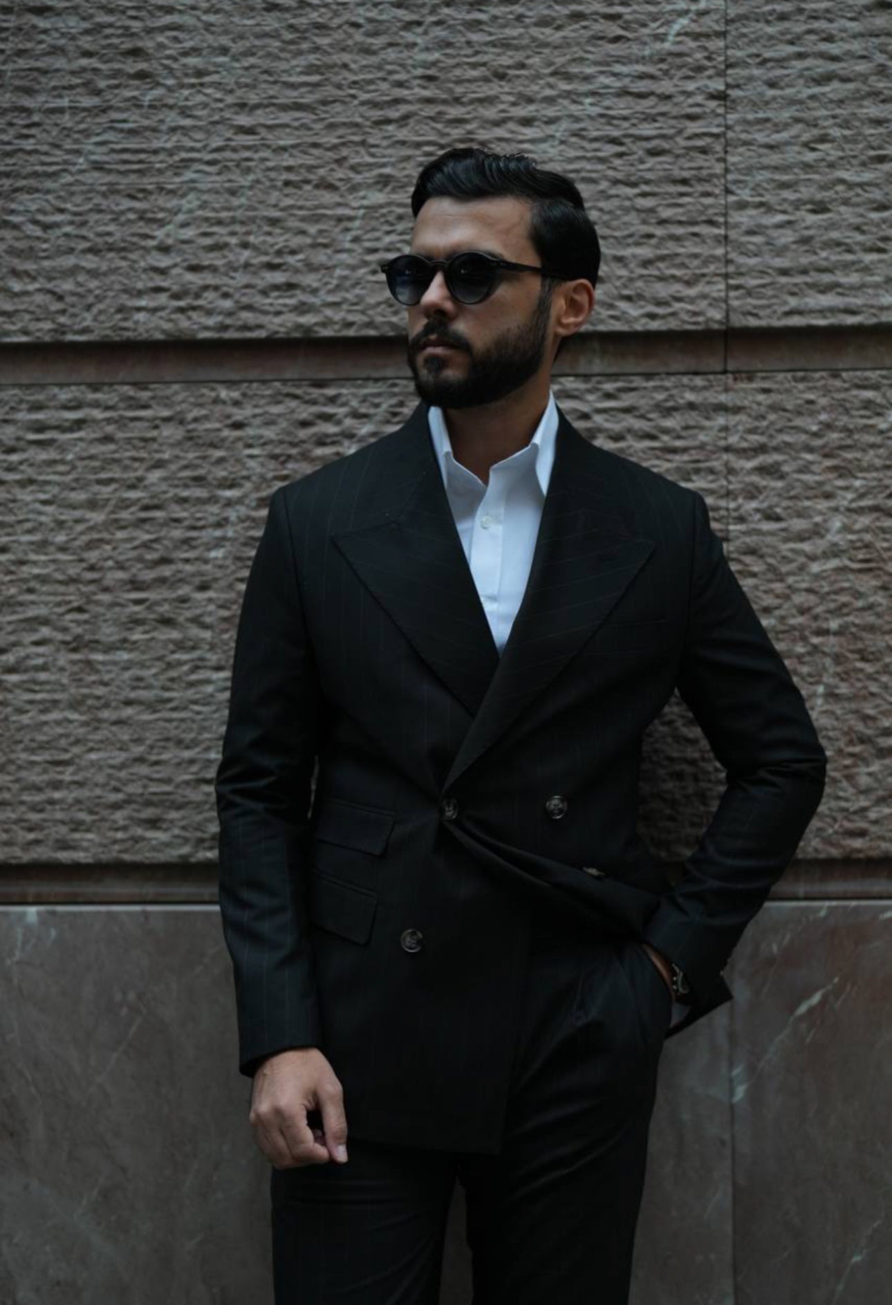 Black Stripe Double Breasted Suit