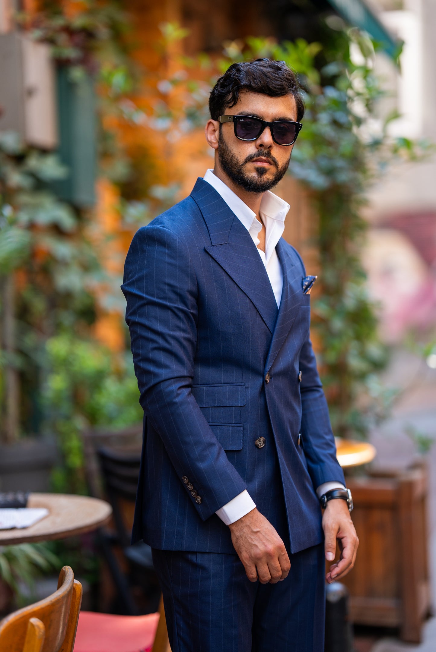 Blue Stripe Double Breasted Suit