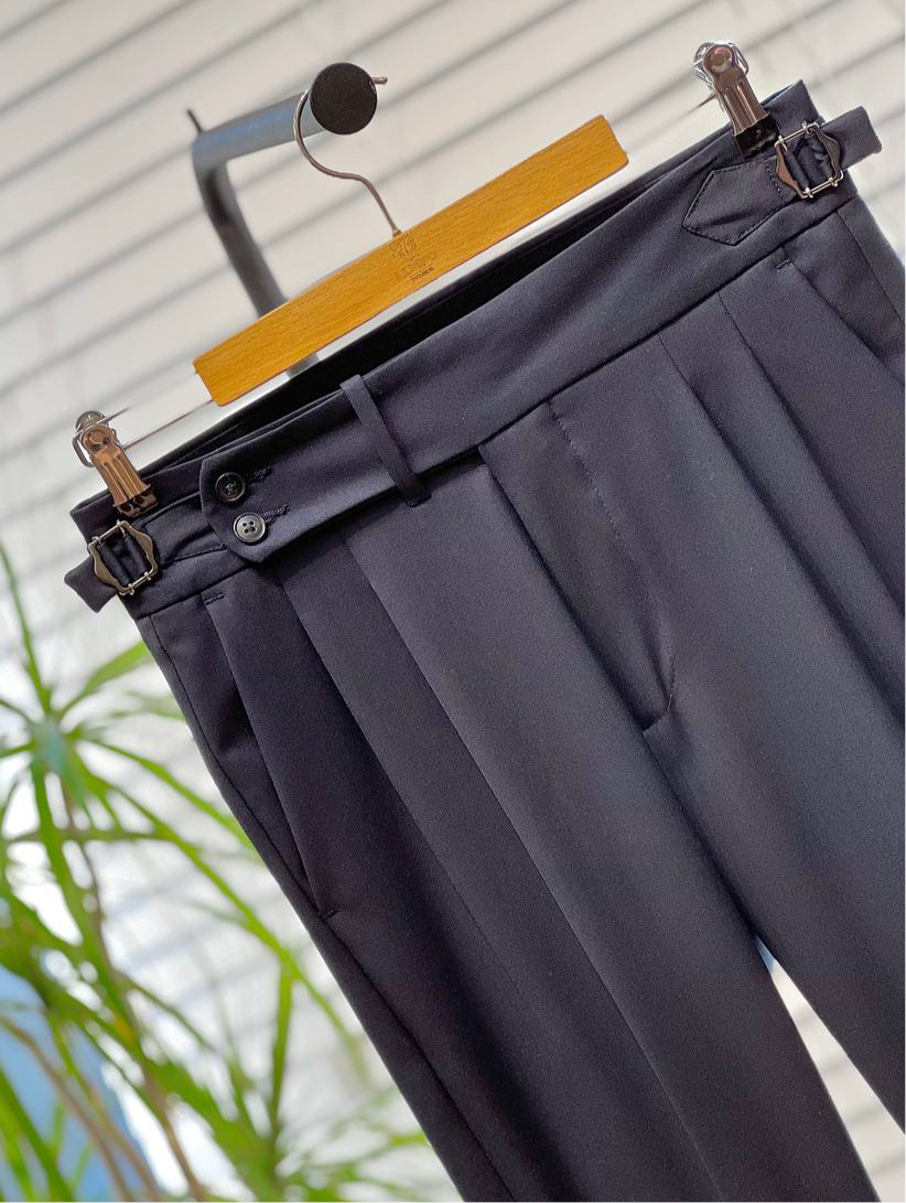 Dark Blue Buttoned Gurkha Trouser