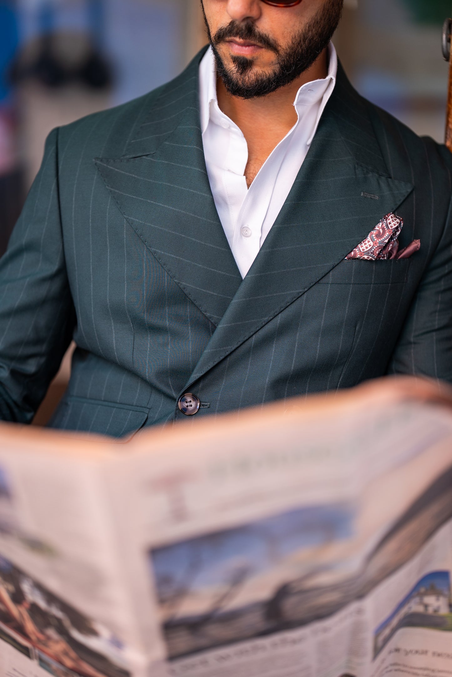 Green Stripe Double Breasted Suit