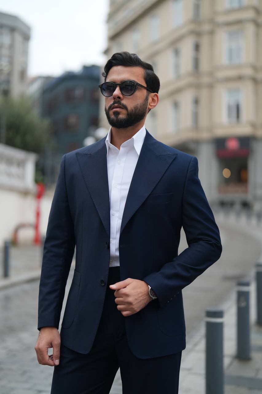 Dark Blue Single Breasted Suit