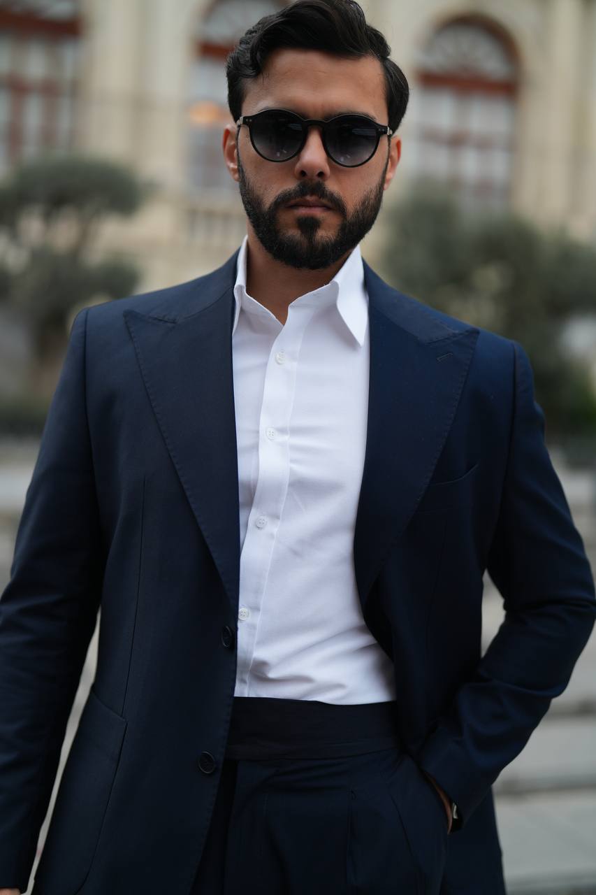Dark Blue Single Breasted Suit