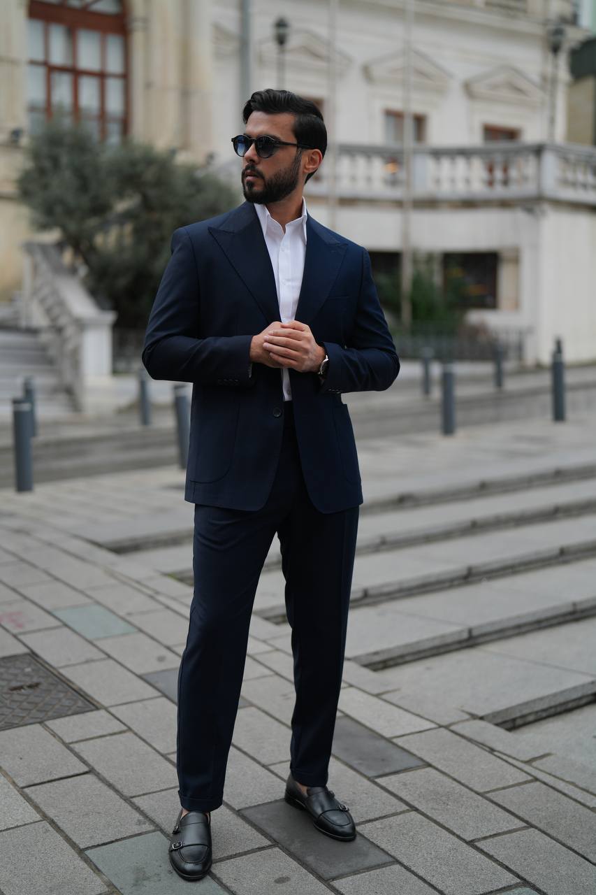 Dark Blue Single Breasted Suit