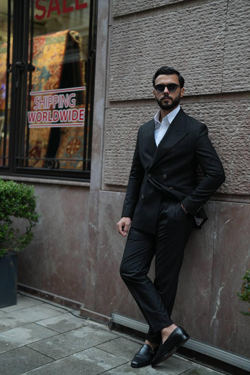 Black Stripe Double Breasted Suit