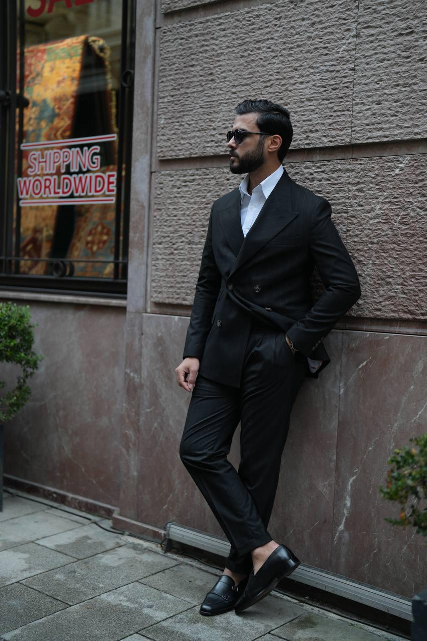 Black Stripe Double Breasted Suit