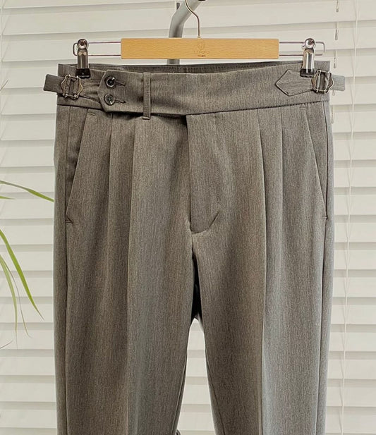 Grey Buttoned Gurkha Trouser